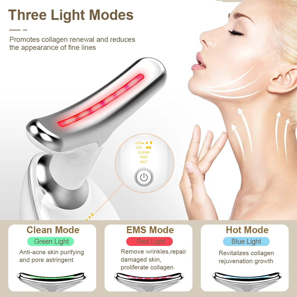 [40% OFF] 8.8 SALE - EMS RED LIGHT THERAPY FACE NECK LIFT WRINKLE REMOVER TIGHTEN MASSAGER