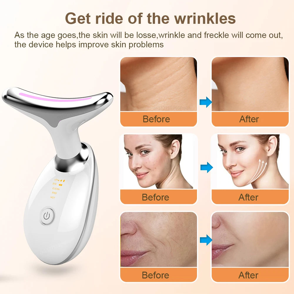 [40% OFF] 8.8 SALE - EMS RED LIGHT THERAPY FACE NECK LIFT WRINKLE REMOVER TIGHTEN MASSAGER