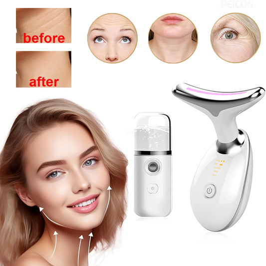 [40% OFF] 8.8 SALE - EMS RED LIGHT THERAPY FACE NECK LIFT WRINKLE REMOVER TIGHTEN MASSAGER